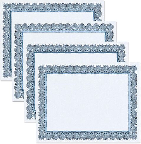 Classic Elite Award Certificate Collection - Includes 25 Certificate Papers (White/Blue), 25 Heavy Linen Folders (Blue/Silver), 25 Silver Foil Seals, Laser & Inkjet Printer Compatible in Saudi Arabia