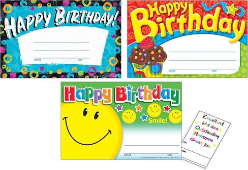 Happy Birthday Certificates for Students - and Professionals | Each Certificate Contains 30 Per Pack, 5.5 Inch x 8.5 Inch | Set Includes Mini Reward Card in Saudi Arabia