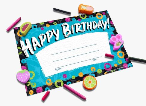 Happy Birthday Certificates for Students - and Professionals | Each Certificate Contains 30 Per Pack, 5.5 Inch x 8.5 Inch | Set Includes Mini Reward Card in Saudi Arabia