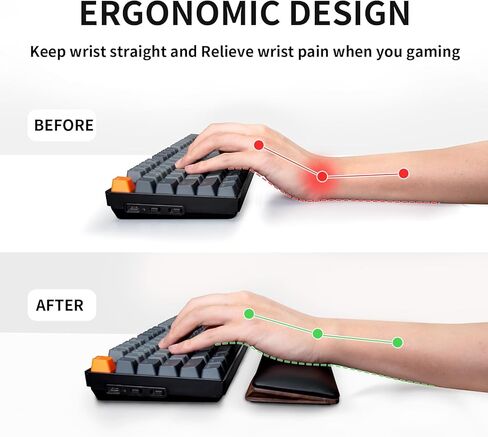 مسند معصم مريح للوحة المفاتيح من COLORCORAL مع وسادة معصم مريحة من إسفنج الذاكرة المتين من خشب الجوز لدعم معصم لوحة المفاتيح مع قاعدة مطاطية مضادة للانزلاق لكتابة الراحة وتخفيف الألم للمكتب والألعاب in Kuwait