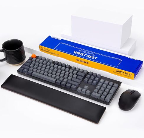 مسند معصم مريح للوحة المفاتيح من COLORCORAL مع وسادة معصم مريحة من إسفنج الذاكرة المتين من خشب الجوز لدعم معصم لوحة المفاتيح مع قاعدة مطاطية مضادة للانزلاق لكتابة الراحة وتخفيف الألم للمكتب والألعاب in Kuwait