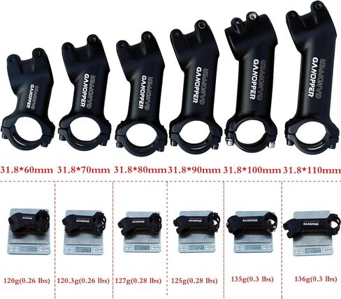 GANOPPER 25 Degree 31.8 Bike Stem with 25.4 Handlebar Shim 60mm 70mm 80mm 90mm 100mm 110mm in Kuwait