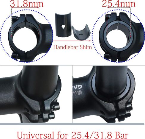 GANOPPER 25 Degree 31.8 Bike Stem with 25.4 Handlebar Shim 60mm 70mm 80mm 90mm 100mm 110mm in Kuwait