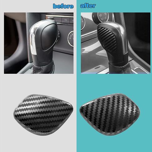 Car Styling Gear Shift Knob Gear Head Cover for Jetta Passat Tiguan Atlas Arteon Beetle CC Golf MK6 MK7 B5 B8 Accessories（Stainless Steel Carbon Fiber Pattern） in Kuwait