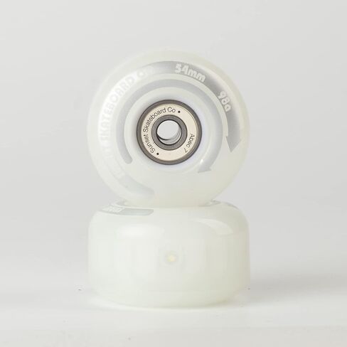 54mm LED Light-Up Street Wheels (2-Pack) with ABEC-7 Carbon Steel Bearings for Glow-in-The-Dark, All Ages & Skill Levels Skating Fun with No Batteries Required (White) in Kuwait