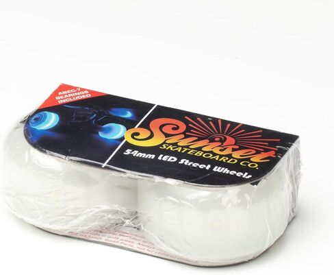 54mm LED Light-Up Street Wheels (2-Pack) with ABEC-7 Carbon Steel Bearings for Glow-in-The-Dark, All Ages & Skill Levels Skating Fun with No Batteries Required (White) in Kuwait