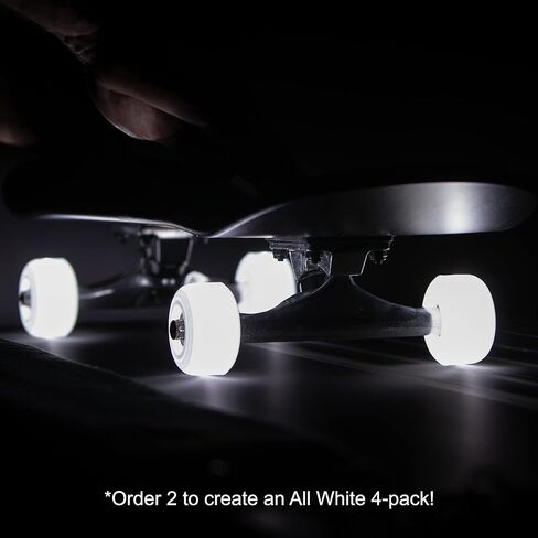 54mm LED Light-Up Street Wheels (2-Pack) with ABEC-7 Carbon Steel Bearings for Glow-in-The-Dark, All Ages & Skill Levels Skating Fun with No Batteries Required (White) in Kuwait