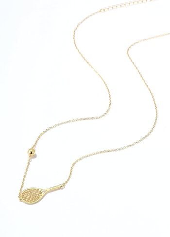 قلادة مضرب تنس وكرة من Lovematch - قلادة مضرب تنس من الذهب عيار 18 قيراط للنساء | هدية لها، هدية لأعياد الميلاد، وعيد الحب، والذكرى السنوية للزفاف، وهدايا عيد الميلاد لمحبي التنس in Kuwait