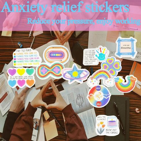 ملصقات حسية لاصقة مهدئة للقلق مع أنماط مختلفة، شرائط تنفس قابلة لإعادة الاستخدام للبالغين والأطفال، ملصقات كمبيوتر محمول في الفصل الدراسي (12 قطعة) (نمط ماسي) in Kuwait