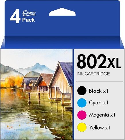 خراطيش حبر 802XL بديلة لخراطيش حبر Epson 802 لخراطيش حبر Epson 802 802 XL مجموعة كومبو من خراطيش الحبر تعمل مع Epson Workforce Pro WF-4740 WF-4730 WF-4720 WF-4734 EC-4020 EC-4030، 4 عبوات in Saudi Arabia