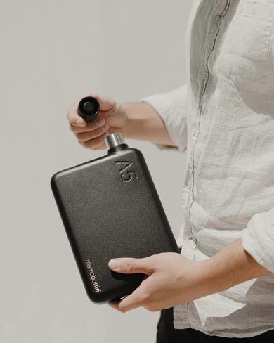 memobottle SLIM STAINLESS STEEL (BLACK) | 20 oz / 600 ml | Durable, Leak-Proof, Premium Water Bottle | BPA-free| Ideal for Modern Lifestyle, Gym Workouts & Travel in Saudi Arabia