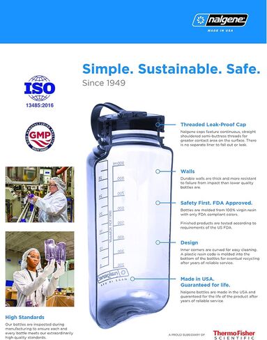 Nalgene Sustain Tritan BPA-Free Water Bottle Made with Material Derived from 50% Plastic Waste, 32 OZ, Wide Mouth in Kuwait
