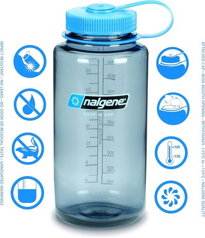 Nalgene Sustain Tritan BPA-Free Water Bottle Made with Material Derived from 50% Plastic Waste, 32 OZ, Wide Mouth in Kuwait