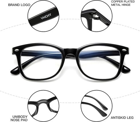Blue Light Glasses Clear Lens Anti-Eyestrain Computer Reading Gaming Glasses for Women Men Non-Prescription in Saudi Arabia