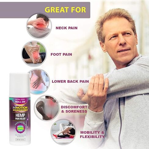 Roll On for Pain - 4 Pack Premium Ultra Strength Fast Acting, Long Lasting, Odorless Hemp Oil Roll On Pain Reliever for Joint, Muscle, & Back (4) in Saudi Arabia