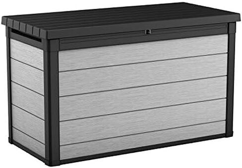 Keter Denali 30 Gallon Resin Deck Box for Patio Furniture, Pool Accessories, and Storage for Outdoor Toys, Grey/Black in Saudi Arabia