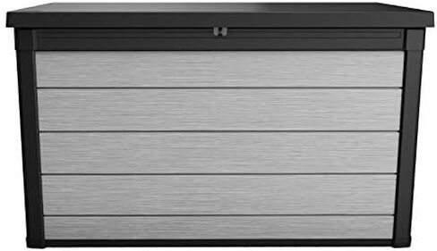 Keter Denali 30 Gallon Resin Deck Box for Patio Furniture, Pool Accessories, and Storage for Outdoor Toys, Grey/Black in Saudi Arabia