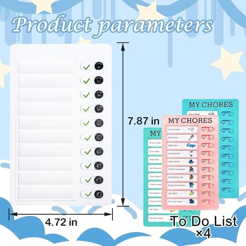 4 Pieces Blank Chore Chart for Kids Plastic Checklist Board with 10 Detachable Cardstock Reusable to Do List My Chores RV Checklist Task Planning Board, Visual Schedule and Reminder (with 2 Pen) in Saudi Arabia