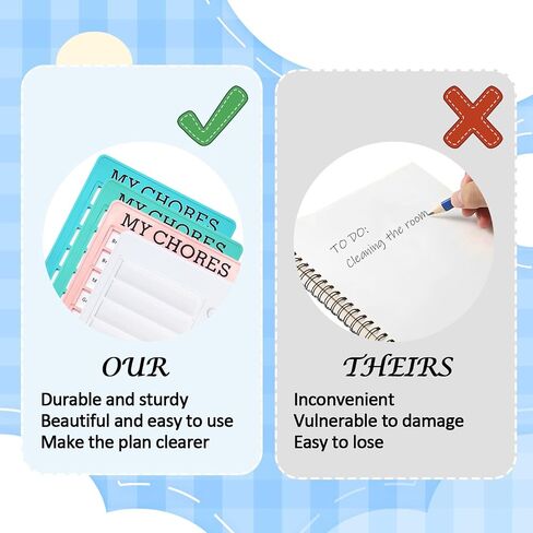 4 Pieces Blank Chore Chart for Kids Plastic Checklist Board with 10 Detachable Cardstock Reusable to Do List My Chores RV Checklist Task Planning Board, Visual Schedule and Reminder (with 2 Pen) in Saudi Arabia