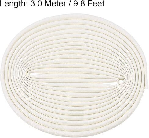 uxcell Insulation Braid Sleeve, 9.8Ft-3mm High TEMP Silicone Fiberglass Sleeve White in Kuwait