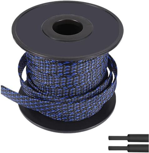 100ft-3/4 بوصة PET قابلة للتوسيع مضفرة سلك تلوح في الأفق كابل الأكمام سلك السيارات كم إدارة الكابلات التفاف سلك حامي الأنابيب مكتب منظم الأسلاك للمنزل والمكتب وكابل الصوت HDMI، أسود وأزرق in Saudi Arabia