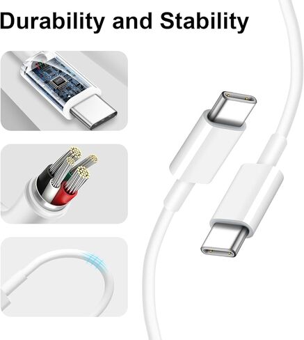 شاحن سيارة iPhone 15 شحن سريع، USB مزدوج وUSB-C شاحن ولاعة سجائر من النوع C إلى سلك من النوع C لهاتف iPhone 15/15 Plus/15 Pro/15 Pro Max/iPad Pro Air Mini (أبيض) in Saudi Arabia