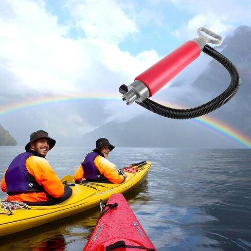 Amarine Made Bilge Pump,Red Bilge Pump for Kayaks,Canoes and Boats,Manual Kayak Hand Water Pumps Portable Sump Pump,Must Have Emergency Equipment for Kayakers (with hose) in Saudi Arabia