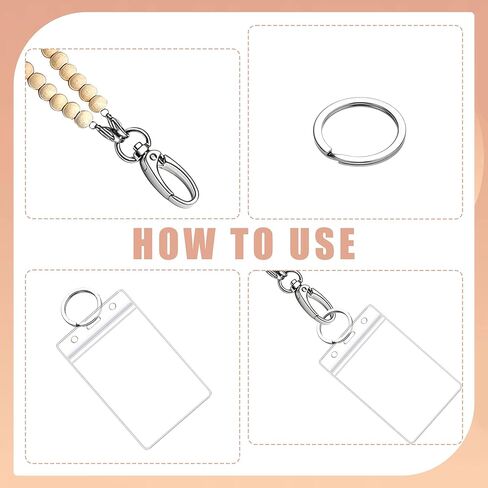 2 Pcs Lanyards for Id Badges with 4 ID Holder Wooden Teacher Lanyard Portable Wood Beaded Lanyards Glasses Chain Keys Lanyards for Women Girls Teacher Gift in Kuwait