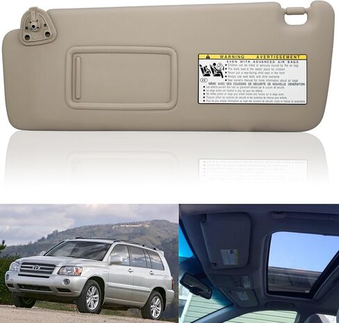 NHILES سائق الجانب الأيسر واقي من الشمس متوافق مع تويوتا هايلاندر 2004-2007 رقم الاستبدال 74320-48260-A0 بيج in Kuwait