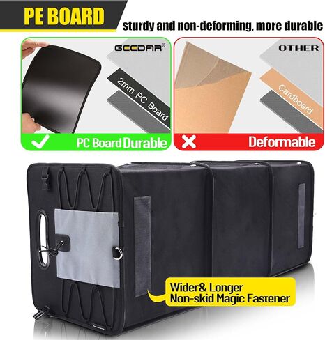 منظم صندوق السيارة الكبير ومنظم السيارة والتخزين لسيارات الدفع الرباعي 3 مقصورات قابلة للطي ومحمولة وغير قابلة للانزلاق وحزام سفلي (أزرق) in Kuwait