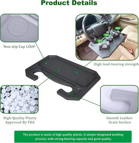 Steering Wheel Tray for Eating and Make-up, Steering Wheel Desk for Small Office (Black) in Saudi Arabia