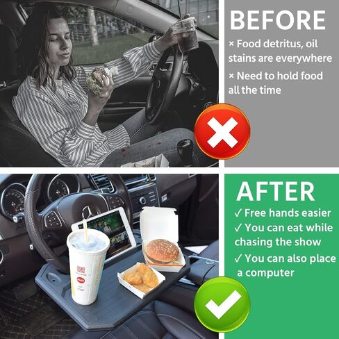 Steering Wheel Tray for Eating and Make-up, Steering Wheel Desk for Small Office (Black) in Saudi Arabia