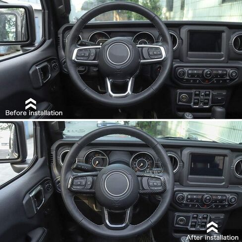 CheroCar JL JT Steering Wheel Covers Carbon Fiber Grain Trim for 2018-2021 Jeep Wrangler JL, for 2020-2021Jeep Gladiator JT, Interior Accessories,3PACK… in Saudi Arabia