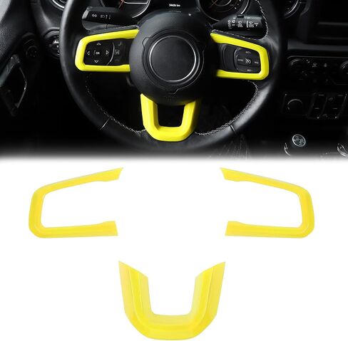 CheroCar JL JT Steering Wheel Covers Carbon Fiber Grain Trim for 2018-2021 Jeep Wrangler JL, for 2020-2021Jeep Gladiator JT, Interior Accessories,3PACK… in Saudi Arabia