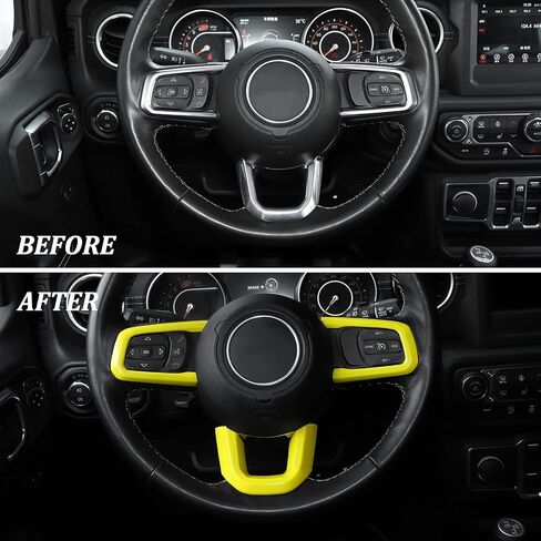 CheroCar JL JT Steering Wheel Covers Carbon Fiber Grain Trim for 2018-2021 Jeep Wrangler JL, for 2020-2021Jeep Gladiator JT, Interior Accessories,3PACK… in Saudi Arabia
