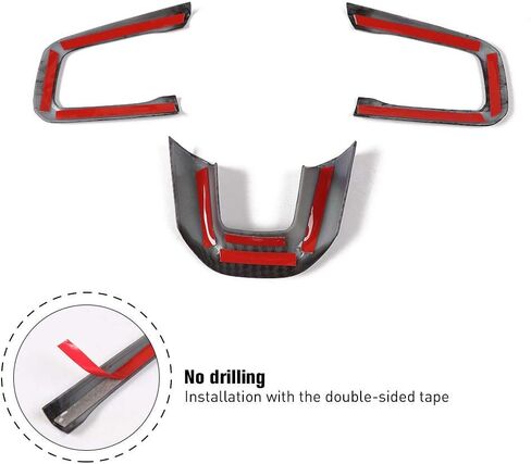 CheroCar JL JT Steering Wheel Covers Carbon Fiber Grain Trim for 2018-2021 Jeep Wrangler JL, for 2020-2021Jeep Gladiator JT, Interior Accessories,3PACK… in Saudi Arabia