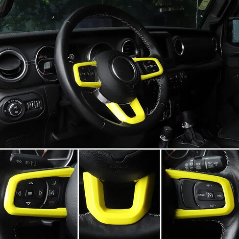 CheroCar JL JT Steering Wheel Covers Carbon Fiber Grain Trim for 2018-2021 Jeep Wrangler JL, for 2020-2021Jeep Gladiator JT, Interior Accessories,3PACK… in Saudi Arabia