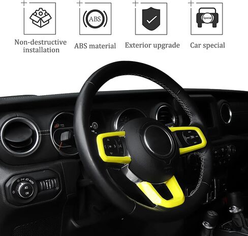 CheroCar JL JT Steering Wheel Covers Carbon Fiber Grain Trim for 2018-2021 Jeep Wrangler JL, for 2020-2021Jeep Gladiator JT, Interior Accessories,3PACK… in Saudi Arabia