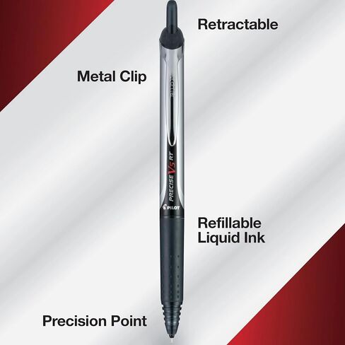 PILOT Precise V5 RT Refillable & Retractable Liquid Ink Rolling Ball Pens, Extra Fine Point (0.5mm) Red Ink, 2-Pack (26082) in Saudi Arabia
