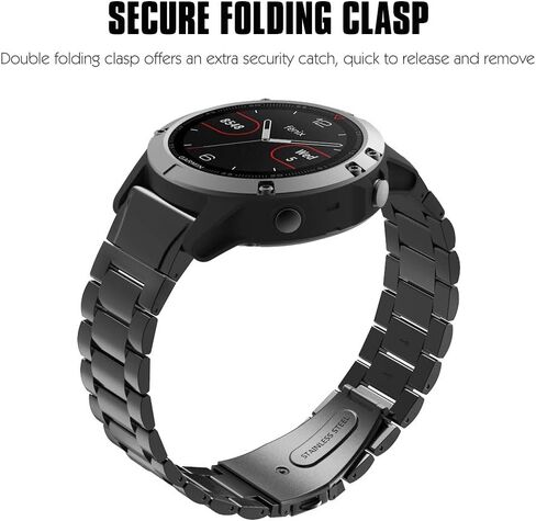 MoKo Band Compatible with Garmin Fenix 5 Quick Fit 22mm Watch Band, Stainless Steel Replacement Strap Fit Fenix 5/Fenix 5 Plus/Forerunner 935/945/Instinct/Approach S60(Not Fit Fenix 5X/5S) in Kuwait