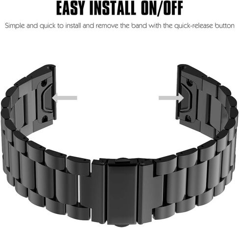 MoKo Band Compatible with Garmin Fenix 5 Quick Fit 22mm Watch Band, Stainless Steel Replacement Strap Fit Fenix 5/Fenix 5 Plus/Forerunner 935/945/Instinct/Approach S60(Not Fit Fenix 5X/5S) in Kuwait