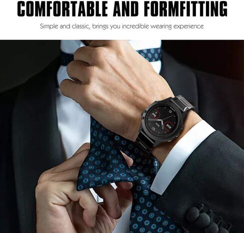 MoKo Band Compatible with Garmin Fenix 5 Quick Fit 22mm Watch Band, Stainless Steel Replacement Strap Fit Fenix 5/Fenix 5 Plus/Forerunner 935/945/Instinct/Approach S60(Not Fit Fenix 5X/5S) in Kuwait