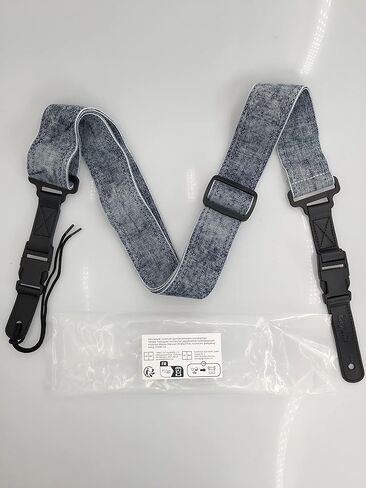 حزام جيتار مع نهايات جلدية سريعة الفك، حزام قابل للتعديل باللون الأزرق ديمين المغسول للجيتار الصوتي/الكهربائي/الجهير مع مشبك، بعرض 5 سم in Kuwait