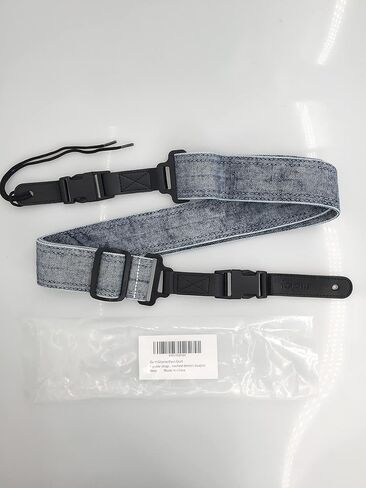 حزام جيتار مع نهايات جلدية سريعة الفك، حزام قابل للتعديل باللون الأزرق ديمين المغسول للجيتار الصوتي/الكهربائي/الجهير مع مشبك، بعرض 5 سم in Kuwait