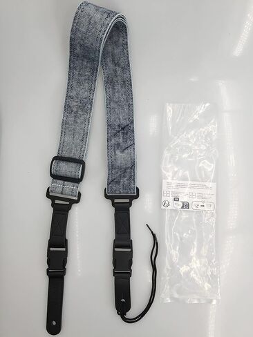 حزام جيتار مع نهايات جلدية سريعة الفك، حزام قابل للتعديل باللون الأزرق ديمين المغسول للجيتار الصوتي/الكهربائي/الجهير مع مشبك، بعرض 5 سم in Kuwait