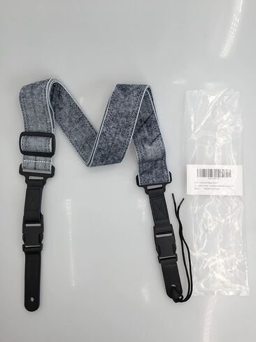 حزام جيتار مع نهايات جلدية سريعة الفك، حزام قابل للتعديل باللون الأزرق ديمين المغسول للجيتار الصوتي/الكهربائي/الجهير مع مشبك، بعرض 5 سم in Kuwait