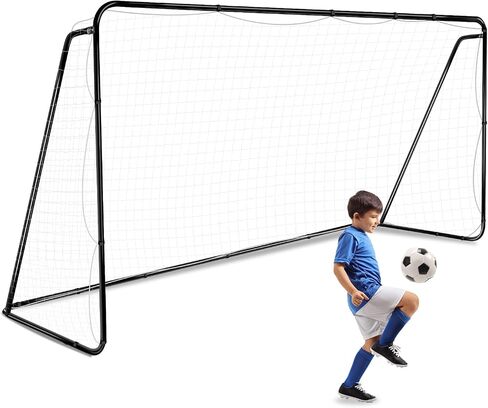 12 x 6 ft Soccer Goal for Backyard, Adults Kids Portable Soccer Net and Iron Frame Folding Soccer Goals Practice Weather Resistant Goal with 4 Ground Stakes for Competition Outdoor in Saudi Arabia