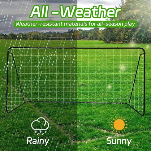 12 x 6 ft Soccer Goal for Backyard, Adults Kids Portable Soccer Net and Iron Frame Folding Soccer Goals Practice Weather Resistant Goal with 4 Ground Stakes for Competition Outdoor in Saudi Arabia