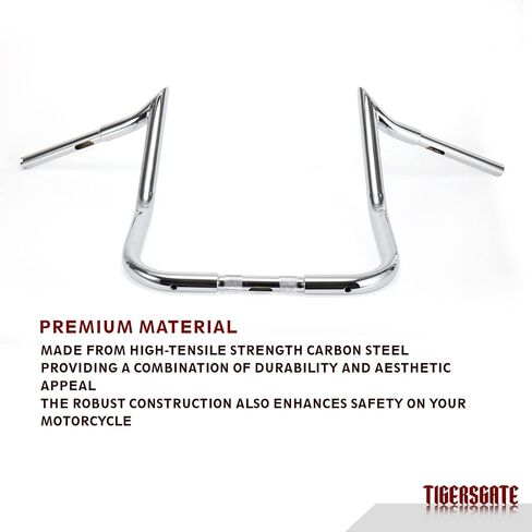 TIGERSGATE 1-1/4 inch Fat Meathook Monkey Bagger 16 inch Rise Ape Handlebar for 1996 To Present Harley Touring Models With Batwing Fairing Chrome in Saudi Arabia