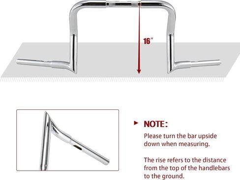 TIGERSGATE 1-1/4 inch Fat Meathook Monkey Bagger 16 inch Rise Ape Handlebar for 1996 To Present Harley Touring Models With Batwing Fairing Chrome in Saudi Arabia